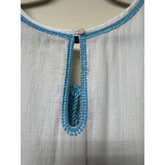 SOFT SURROUNDINGS Juniper Dress White Turquoise Embroidery, Midi, Sz M - Picture 10 of 13
